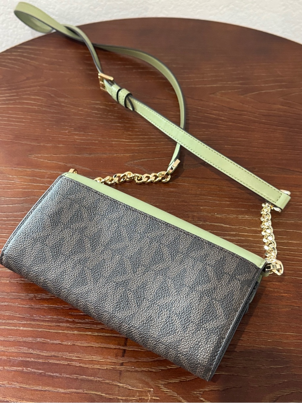 Michael Kors Green and Brown Crossbody Wallet Purse - Picture 6 of 6